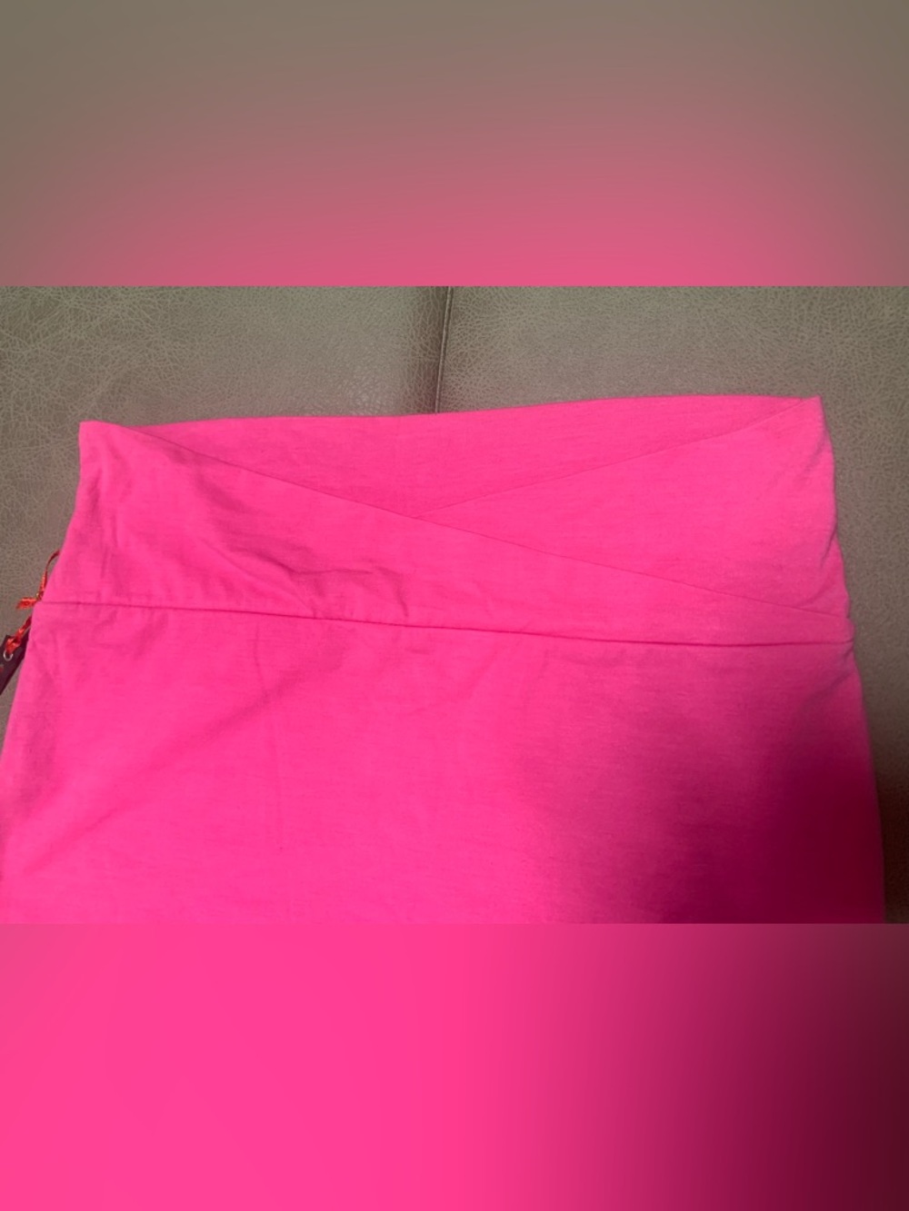 Poof Apparel Womens Pink Soft cross front waist Stretch Mini Skirt NEW - Picture 4 of 6